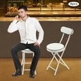 thumbnail image 2 of Folding Bar Stool with Back, 4 Pcs Folding Stools, 18.9 in Cushioned Padded Foldable Chairs, Tall Bar Collapsible Stools, Round Counter Height Stool Chair for Camping Kitchen Shop Cafe (White), 2 of 8