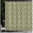 thumbnail image 3 of Ambesonne Baroque Shower Curtain, Flowers Diamond Like Back, 69"Wx84"L, Eggplant and Yellow Green, 3 of 4