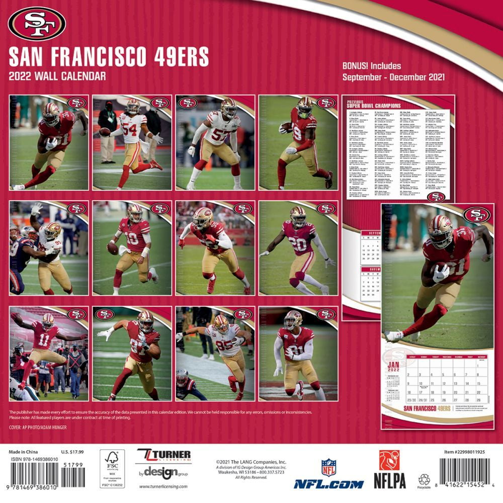 San Francisco 49ers 2022 Box Calendar