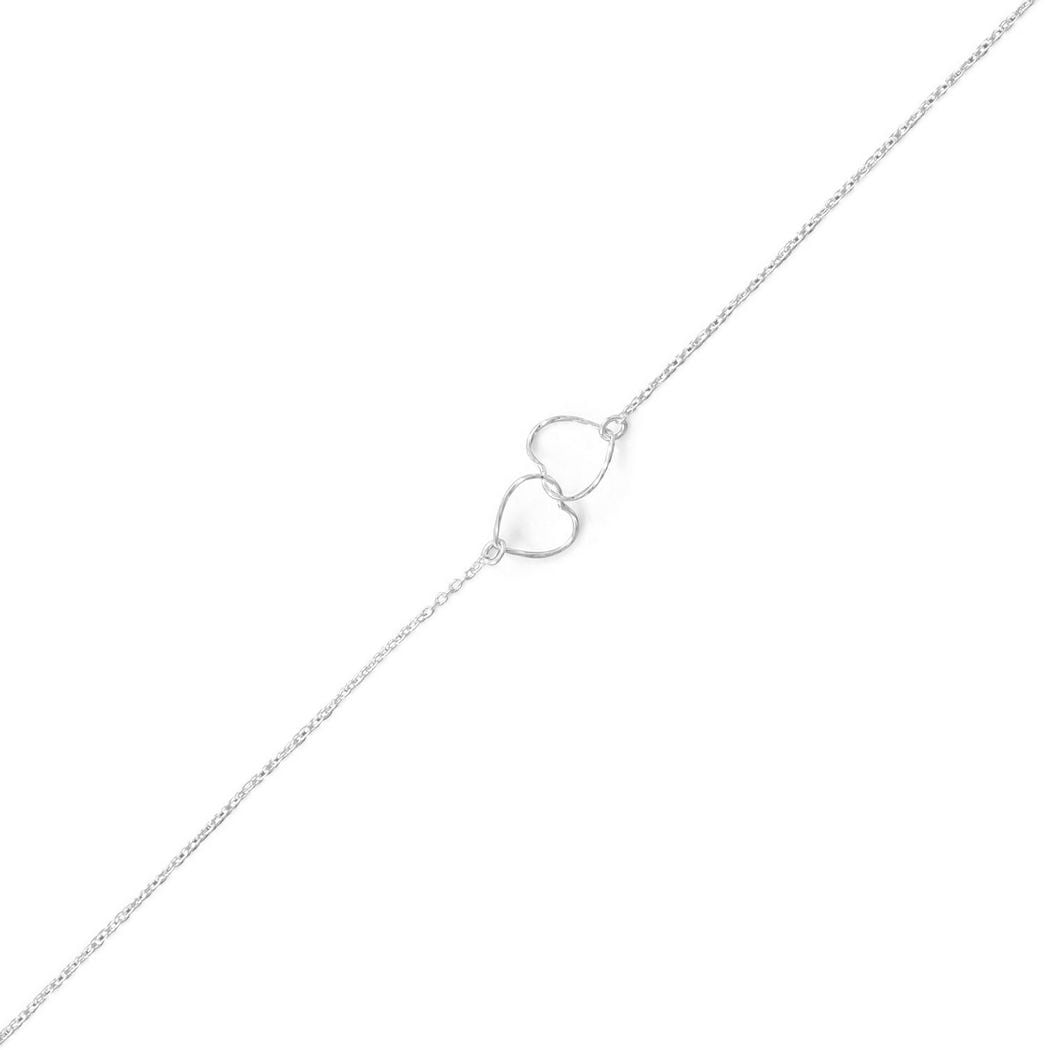 925 Sterling Silver 9 Inch + 1 Inch Twisted Wire Love Hearts Anklet 9+1 Inch Spring-Ring Closure Measure 8.7m Anklet for