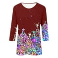 thumbnail image 4 of Fiaer Christmas Women 3/4 Sleeve Shine Tshirts Oversized Crew Neck T Shirts Loose Fit Fashion Comfort Casual Xmas Tops Red XL, 4 of 4