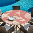 thumbnail image 6 of Coral Pink Starfish Coastal Round Tablecloth 55-60 Inch Round Fitted Table Cloth with Elastic Edge, Shell Summer Beach Nautical Waterproof Table Cover Protector for Outdoor Picnic Party Dining, 6 of 9