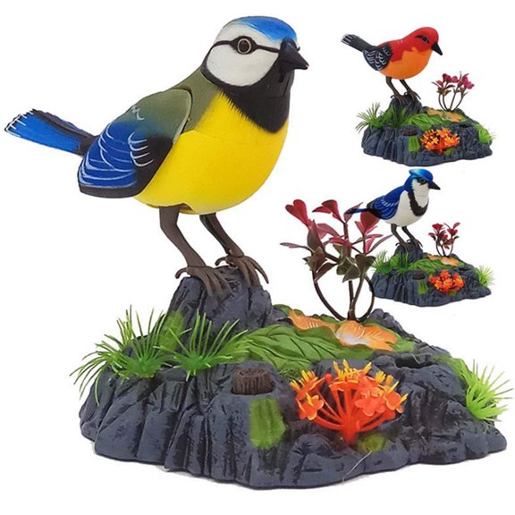 Pájaro cantor electrónico parlante que repite y canta, con sensor de movimiento, juguete eléctrico para niños