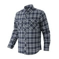 thumbnail image 2 of GrmtClth Button Up Shirt Men Regular Fit Plaid Shirts Casual Long Sleeve Cowboy Shirts Soft Work Shirts with Two Pockets Navy L, 2 of 4