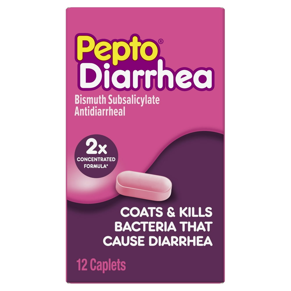 Pepto Bismol Diarrhea Caplets, Anti Diarrhea Medicine, 12 ct - Walmart ...