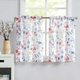 thumbnail image 3 of Floral Print Kitchen Curtains 36 inch Length for Cafe Bathroom 3 Piece Semi Sheer Colorful Flower Tiers and Valances Set Rod Pocket,Multicolor, 3 of 6