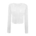 thumbnail image 4 of Nouveaux Chandails pour Femmes avec Col Rond Ample et Manches Ajourées, 4 of 5