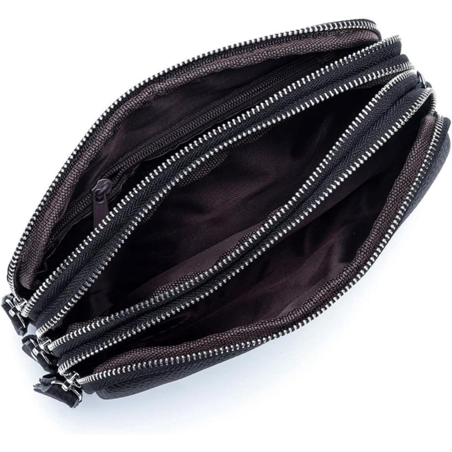 Genuine Leather Clutch Wallet Triple Zipper Purse for Women Wristlet Cell Phone Clutch Bag Purse