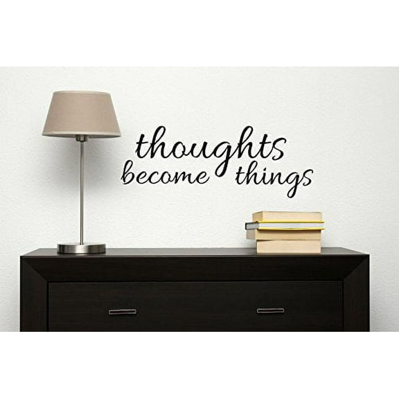 Thoughts Become Things Affirmation Quote Wall Decal Saying Vinyl Sticker for Home Decor, 23 x 7 , Black