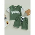 thumbnail image 3 of Toddler Baby Boy Summer Clothes 3M 6M 12M 18M 24M 3Y Contrast Color Letter T Shirt Top with Pocket Shorts Cute Newborn Outfits, 3 of 10