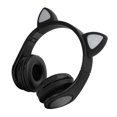 thumbnail image 1 of Auriculares con reducción de ruido LED y forma de oreja de gato, Bluetooth 5.0, con micrófono, para jóvenes, color negro, 1 of 12