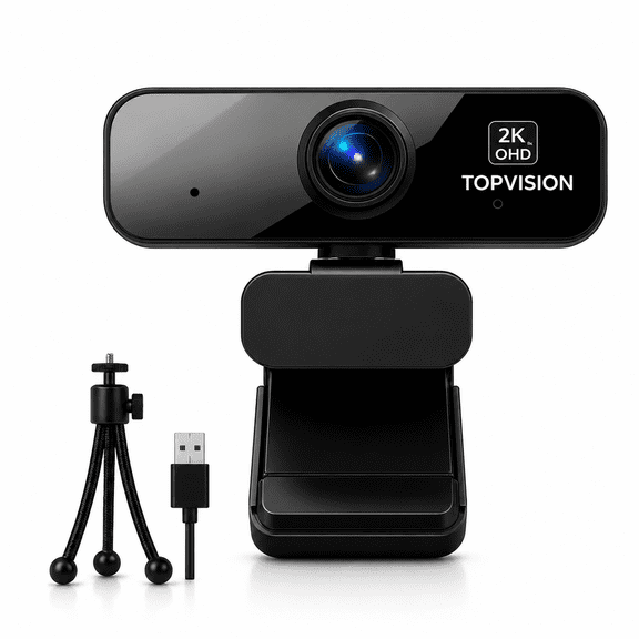 TOPVISION Webcam for PC, USB Computer Camera with Microphone, Plug & Play Web Camera for Desktop Computer/Laptop, Zoom,Google Meet,Teams, Streaming, Compatible with Windows Mac Linux