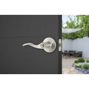 Brinks Keyed Entry Modern Wave Style Lever Doorknob with Pro-Guard, Satin Nickel Finish