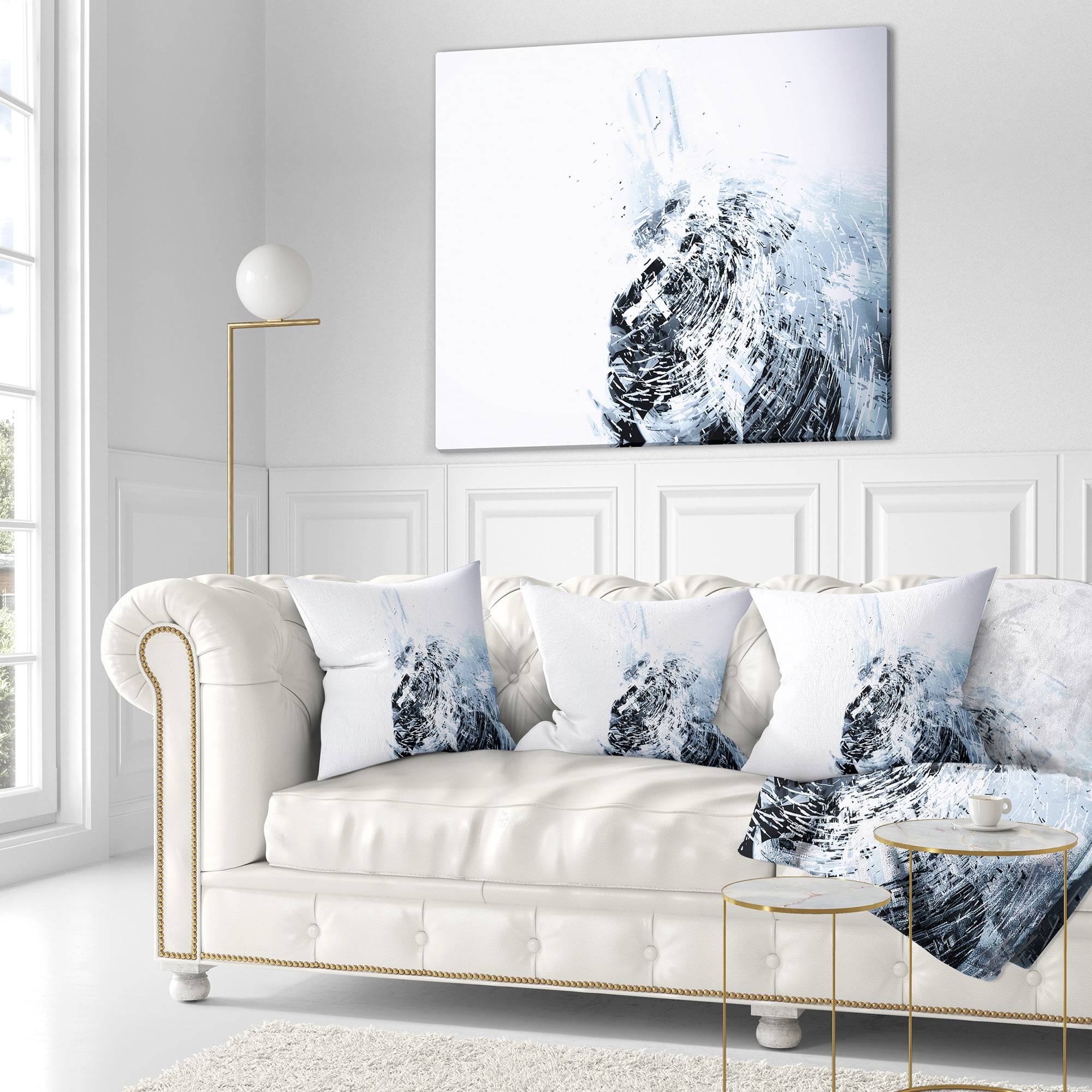 Designart 3D Abstract Art White Crystal - Abstract Throw Pillow - 18x18