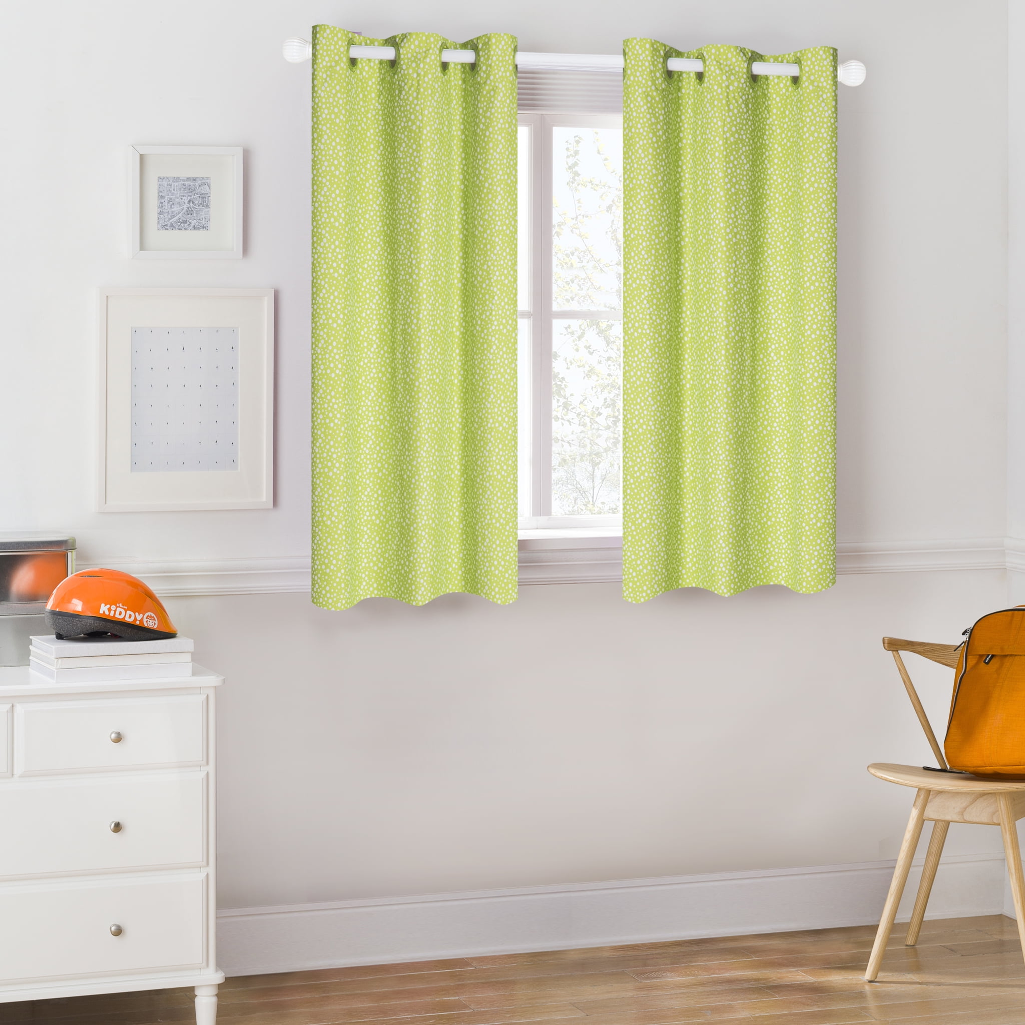 Mainstays Kids Green Polka Dot Room Darkening Coordinating Window