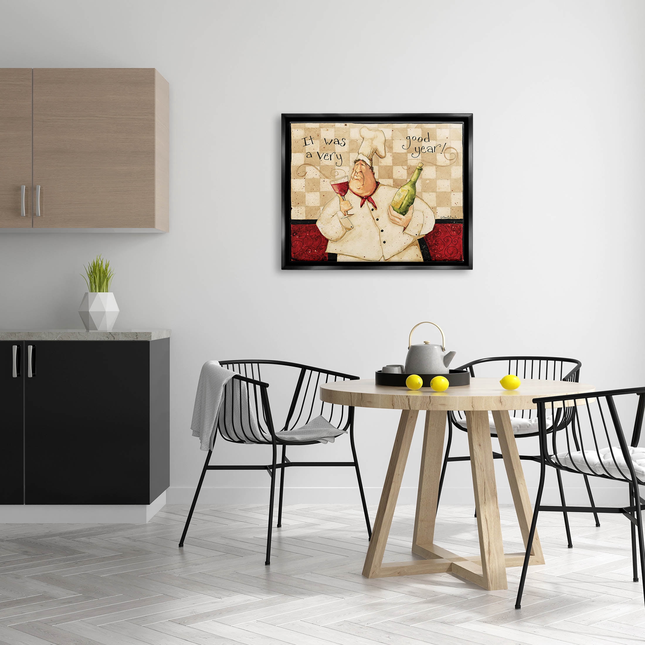 A Very Good Year Chef Wine Phrase Food & Beverage Graphic Art Jet Black Framed Art Print Wall Art