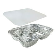 Disposable Aluminum 3 Compartment T.V Dinner Trays with Board Lid #210L (50)