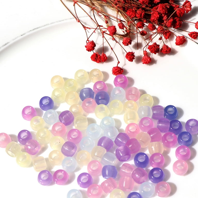 1000pcs Multi 7 Color Plastic UV Beads Clear Beads Color Magically Changing UV Reactive Pony Beads Light in The Dark for Jewelry Making, Adult Unisex