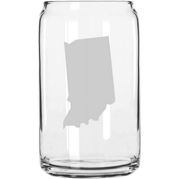 Indiana States Etched 16oz Libbey Can Glass