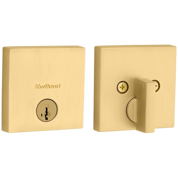 Deadbolt Kwikset 258 SQT 4 SMT 6AL Latón satinado Downtown