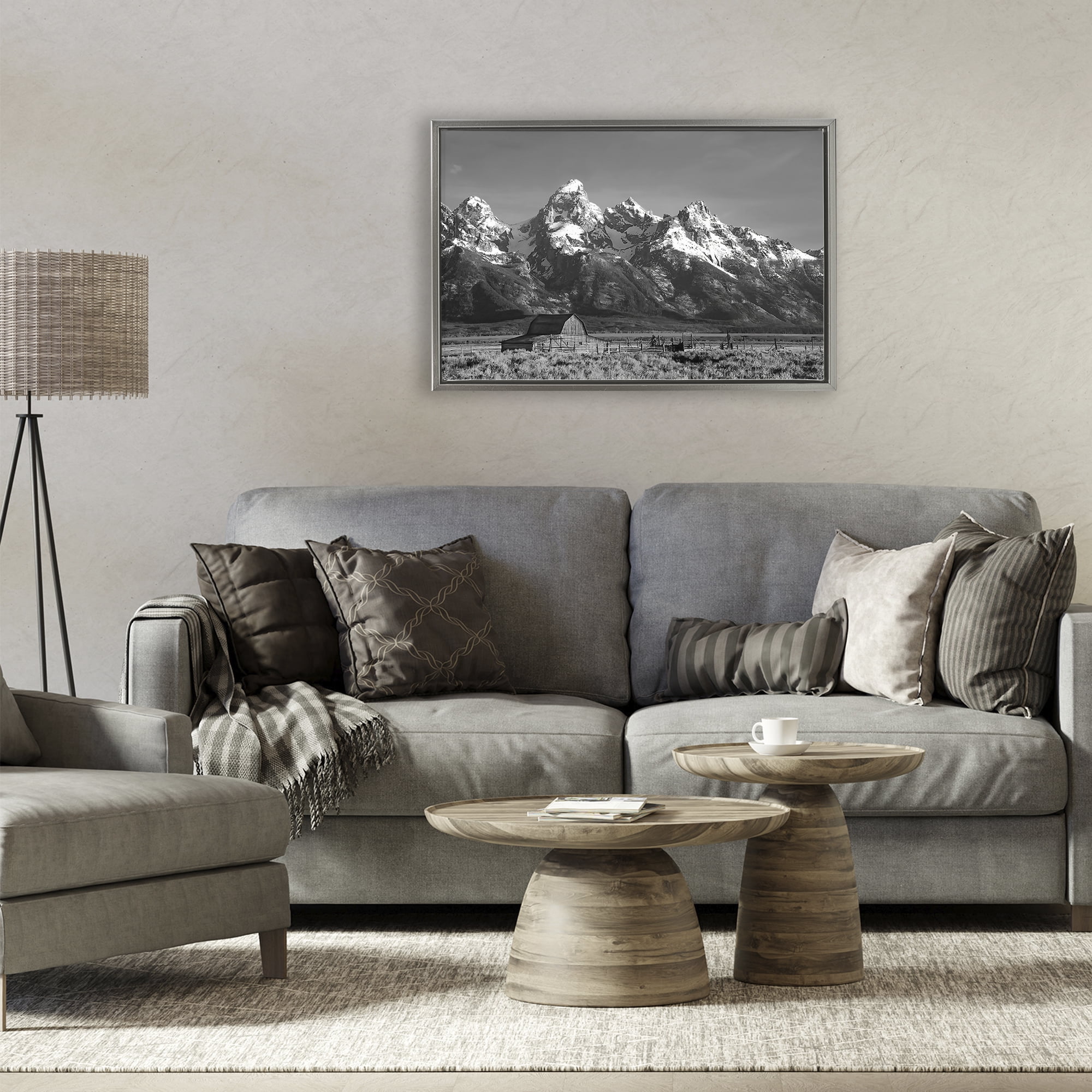 Stupell Industries John Moulton Barn Landscape Gray Framed Floater Canvas Wall Art, design by Steve Toole