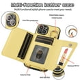 thumbnail image 6 of for iPhone 16 Pro 6.3" Crossbody Wallet Case, Ring Buckle Card Holder Phone Case with Shoulder Strap, Classic Folio PU Leather Cover with Lens Film Makeup Mirror for iPhone 16 Pro, Yellow, 6 of 8