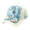 thumbnail image 2 of 3D Ocean Creatures Embroidery Cap, Adjustable Cotton Baseball Cap, Raised Embroidered Sea Animal Hat for Beach Travel,One Size, 2 of 5