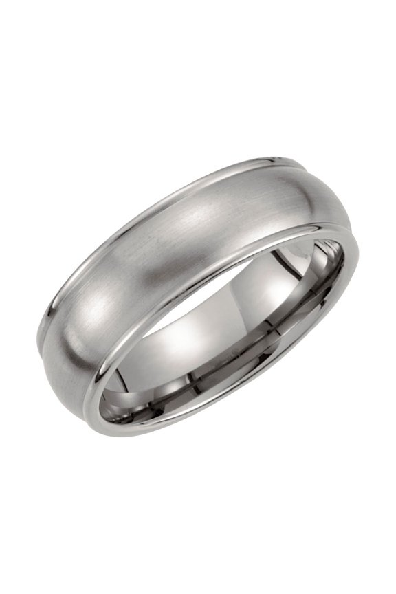 Titanium 7mm Grooved & Satin Finish Wedding Ring Band Size 11.5