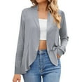 thumbnail image 3 of Wdfiry Women Cardigans Solid Color Loose Long Sleeve Open Front Outerwear Lightweight Ruffled Hem Cardigan, 3 of 8