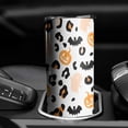 thumbnail image 3 of 20oz Halloween Leopard Print Ghosts Bats and Pumpkins Skinny Tumblers Stainless Steel Tumbler with Lid and Straw,Vacuum Insulated Double Wall Travel Tumbler Cups with Cleaning Brush for Coffee,Tea, 3 of 6
