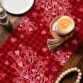 thumbnail image 3 of Valentine's Day Table Runner - 108 Inch Long Gnomes Romantic Roses Red Plaid Cotton and Linen Blended Dress Scarves Farmhouse Table Runner for Kitchen Dining, Coffee Table, 13" x 108", 3 of 8
