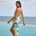 thumbnail image 5 of BERANMEY Women's Tropical Print One Piece Swimsuit with Cover up Beach Skirt Sarong Two Piece Floral Printed V Neck Tummy Control High Cut Monokini Swimsuit Bathing Suit Women's Swimwear & Clothing, 5 of 10