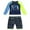Navy Blue Fish, variant on renvena Kids Boys Long Sleeves Rashguard Swimsuit Cartoon Shark Printed Top with Shorts Set A Sky Blue Shark 2-3