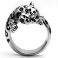 thumbnail image 3 of Luxe Jewelry Designs Women's Stainless Steel Leopard Shaped Ring with Black Epoxy and Clear Crystals, 3 of 4