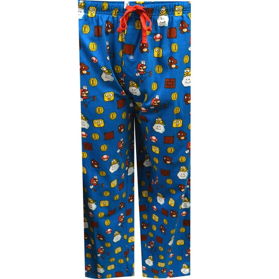 MJC Mens Super Mario Power Ups Royal Blue Cotton Lounge Pants (Large)