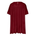 thumbnail image 6 of BLVB Women's Velvet Short Sleeve Tops Vintage Crewneck Pleated Velour Blouse Casual Loose Going out Shirts with Pocket, 6 of 7