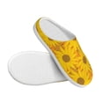 thumbnail image 3 of Daiia Sun Flowers Print Women’s Fuzzy Slippers Memory Foam Lightweight House Shoes Cozy Loafer Flannel House Shoes-46/47, 3 of 7
