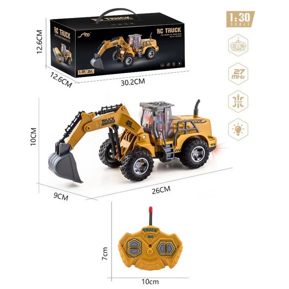 Interactive 4-Channel Remote Control Excavator Toy for Kids 4-6: Multi-Functional Electric RC Construction Vehicle with Forward/Reverse/Left/Right Movement, Lights, Durable Material & Educational
