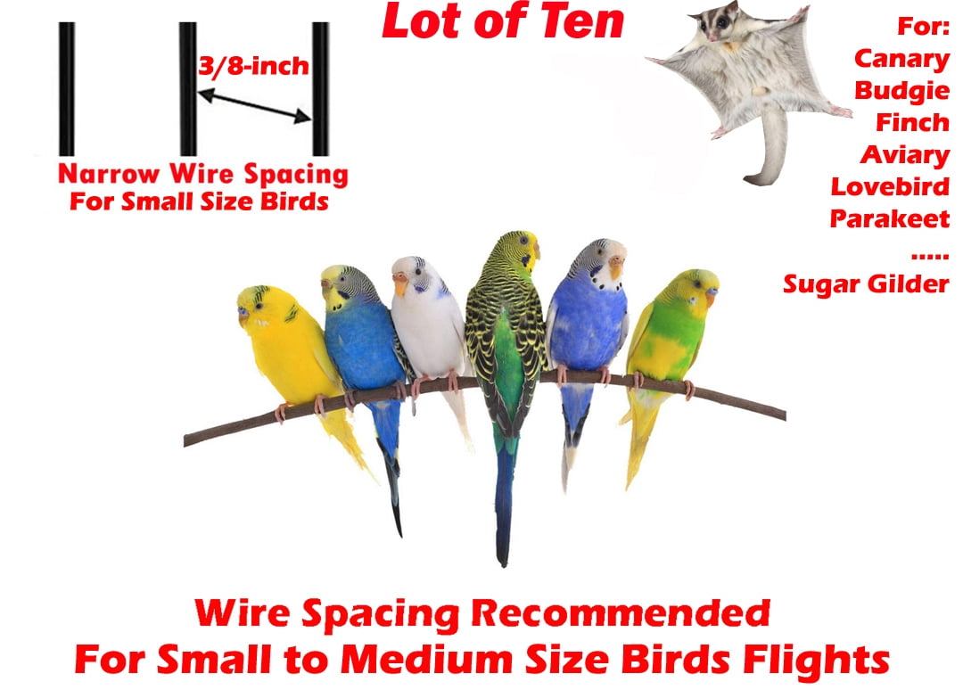 Lot of Ten 11.5x9x15.5"H Mix Color Bird Flight Carrier Breeder Cages Tight 3/8-Inch Bar Spacing For Small Size Birds Finches Canary Budgie Aviary