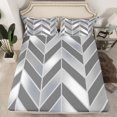 thumbnail image 2 of Homewish Grey Stripe Abstract Full Size Sheets for Women, Chic Rectangle Square Art Bed Sheets, Modern Fashion Style Sheet Sets, Lightweight Room Decor, 4pcs, 2 of 7