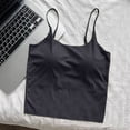 thumbnail image 4 of Women's Adjustable Strap Camisole Tank Top with Built-in Padded Bra, One Size Silky Stretch Sleeveless Cami, Seamless Daily Layering Home Lounge Top for Women 40-70kg, 4 of 7