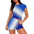 thumbnail image 1 of Blusas para Mujeres Casual Sólido Manga Corta Blusa de Cuello Redondo Y Pantalones Cortos Cintura Elástica Set de Dos Piezas, 1 of 4