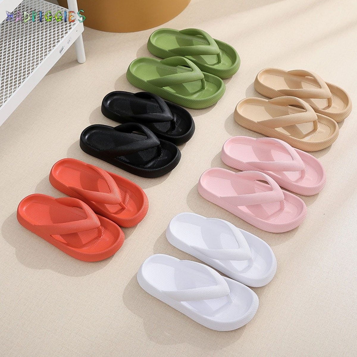 BadPiggies Anti-Slip Flip Flops Thong Sandals Pillow Slippers for Women Men House Slides Clouds Shower Shoes