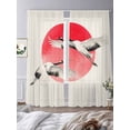 thumbnail image 4 of Vintage Birds Red Sun Sheer Curtains 84 Inches Long 2 Panels Set, Window Sheer Curtains for Living Room/Bedroom, Retro Art Animals Light Filtering Rod Pocket Curtain 52''x84''x2, 4 of 8