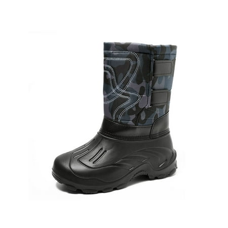 

UKAP Mens Casual Winter Shoe Cold Weather Comfort Platform Rain Boots Blue 8