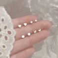 thumbnail image 1 of Pendientes pequeños de plata de ley S925 para mujer, sencillos, minipendientes pequeños con forma de estrella, luna y amor, con agujeros para las orejas y antibloqueo, 1 of 5