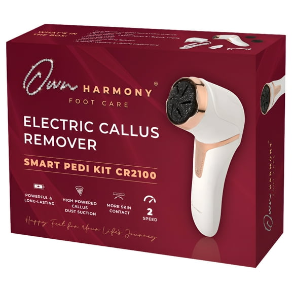 Own Harmony Electric Callus Remover with Vacuum - Foot Care for Women - Professional Pedicure Tools for Powerful Pedi Care Vac - 3 Rollers Electric Feet File CR2100 - Best for Hard Dry, Cracked Heels
