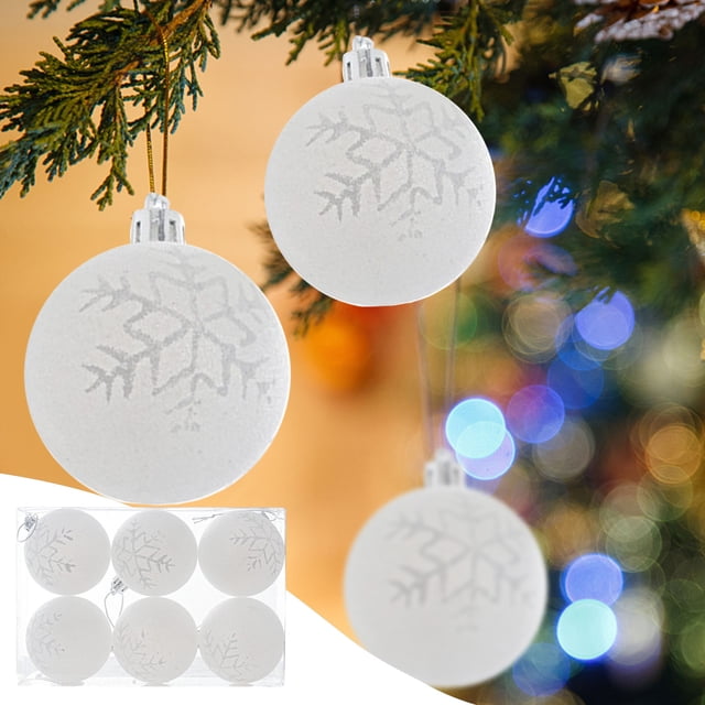 mfyjkho bolas navideñas de copo de nieve transparentes y mate, 2,17 pulgadas, para decorar el árbol, plástico irrompible, incluye cuerdas para colgar, para decoración festiva, juego de 6