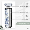 thumbnail image 6 of Chinoiserie Blue and White Floral Flat Edge Vacuum Insulated Tumbler Cup 20 oz Spill Resistant,Sublimation Tumbler Chinoiserie Ceramics Style,Gift for Chinoiserie Lover Friends Teen Women Teacher, 6 of 6