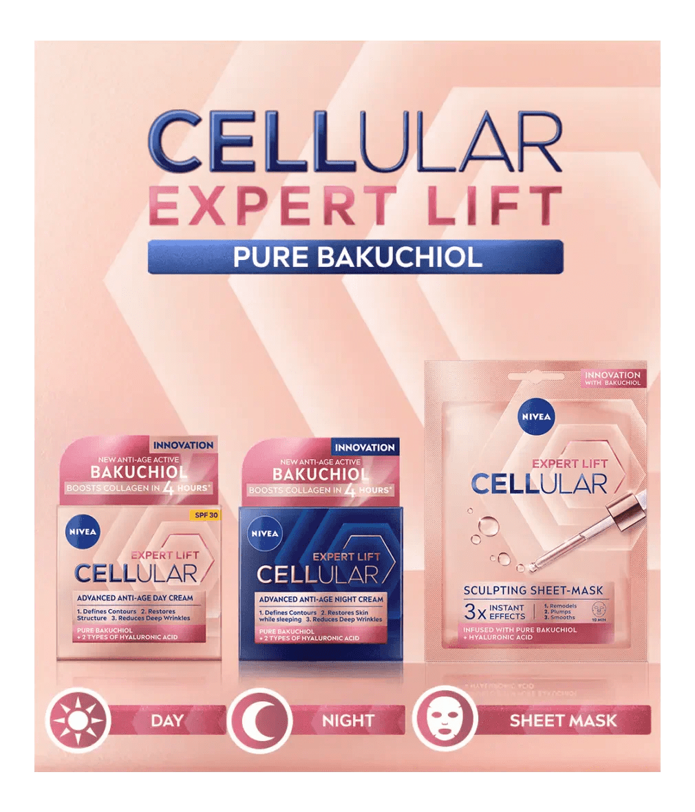 NIVEA cellular expert lift デイ&ナイトクリームセット Nivea Cellular Expert Lift Pure Bakuchiol + HA Anti-Age Night Face